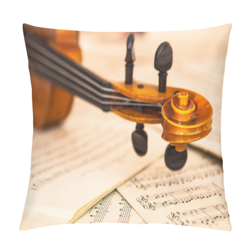 Personality  Old Violin Lying On The Sheet Of Music Pillow Covers