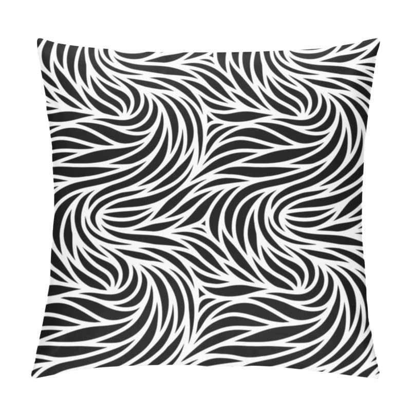 Personality  Elegant Seamless Floral Pattern. Wavy Vector Abstract Background. Stylish Modern Monochrome Striped Texture. EPS 10 Pillow Covers