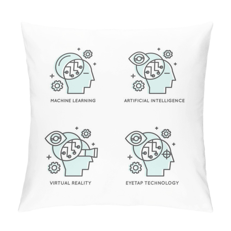 Personality  Concept Of Machine Learning, Artificial Intelligence, Virtual Reality, EyeTap Technology Of Future Pillow Covers