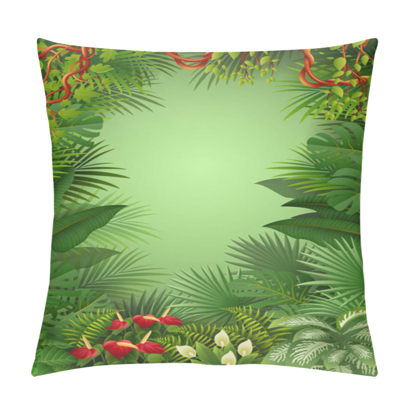 Personality  Tropical Jungle Green Background Pillow Covers