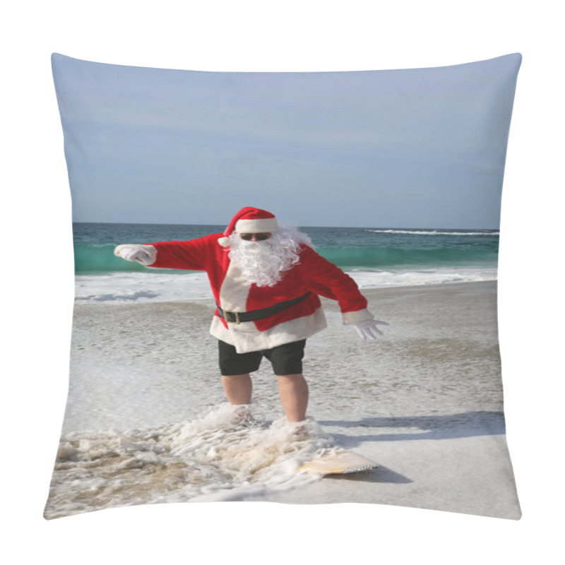 Personality  Surfing Santa Claus. Christmas. Christmas Vacation. Surfing Santa. Surf Board. Hang Ten. Santa Claus Rides The Waves While On Vacation. Santa Surfs Before Christmas Eve. Santa Claus And Surf Board. Santa Claus Surfs On His Surf Board. Surfs Up. Pillow Covers