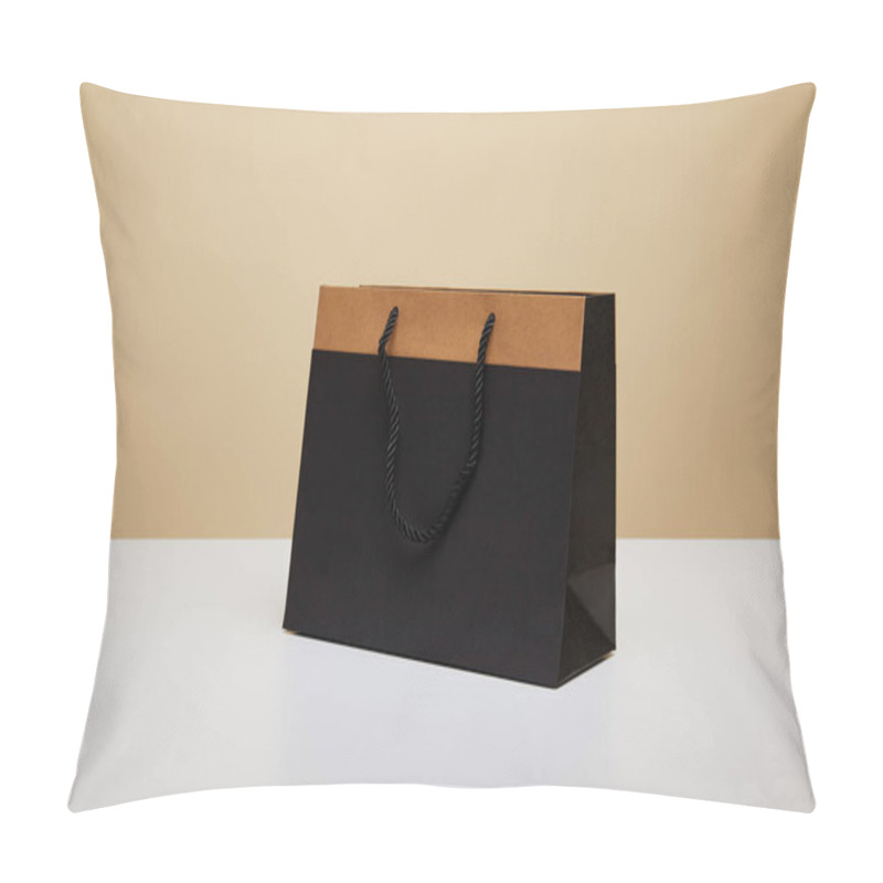 Personality  One Black Shopping Bag On White Table Pillow Covers