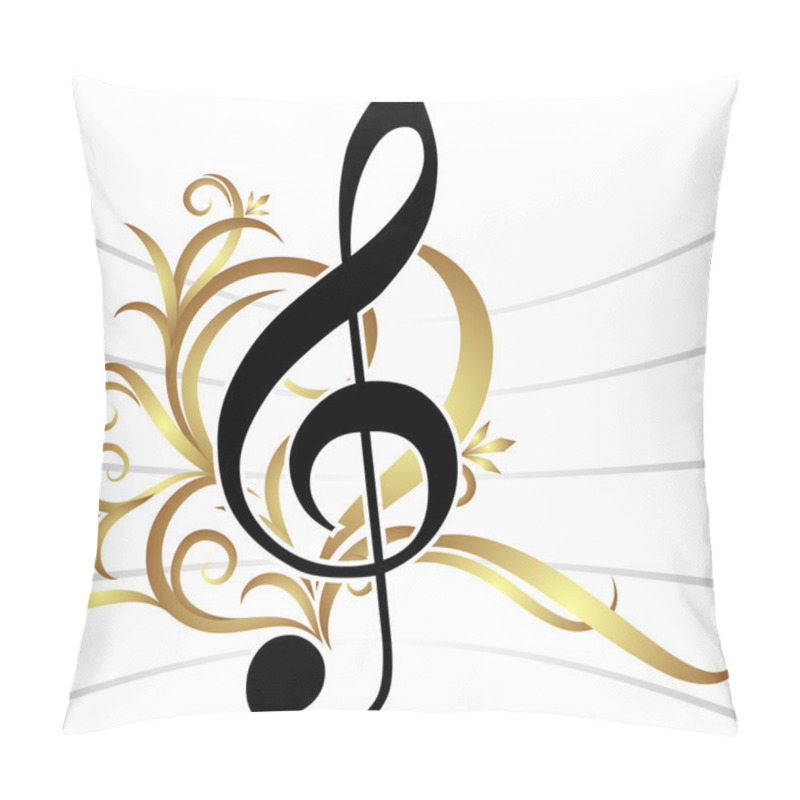 Personality  Abstract Musical Background With Treble Clef. Pillow Covers