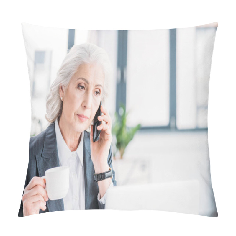 Personality  Senior Businesswoman At Workplace  Pillow Covers