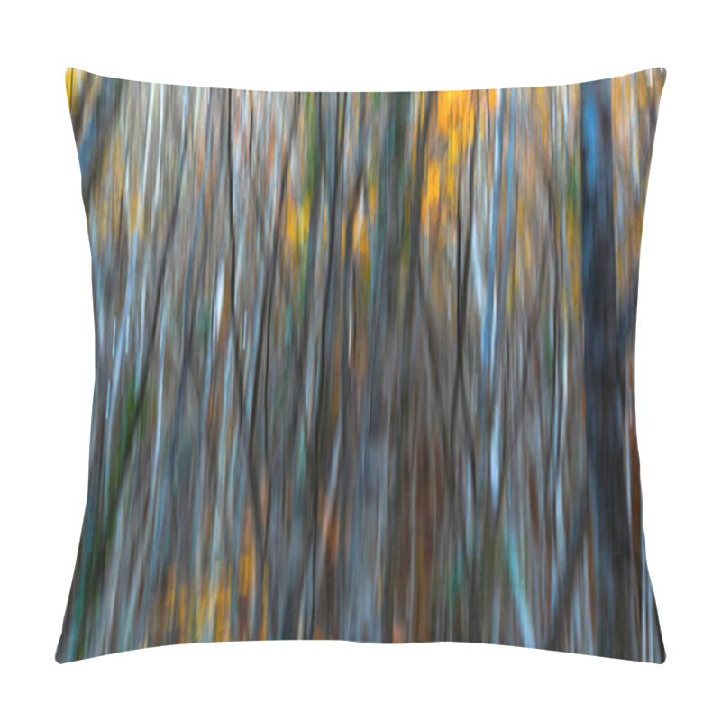 Personality  Trees. Abstract Forest Landscape. Trees Photographed With Pan Technique. Natural Background. Pillow Covers