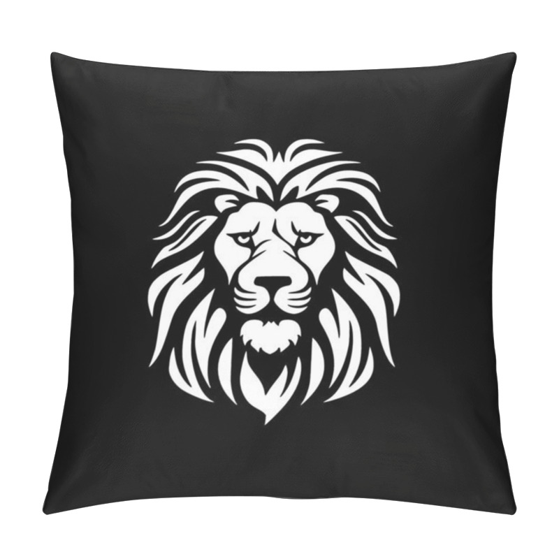 Personality  Lion - Black And White Vector Illustration Pillow Covers