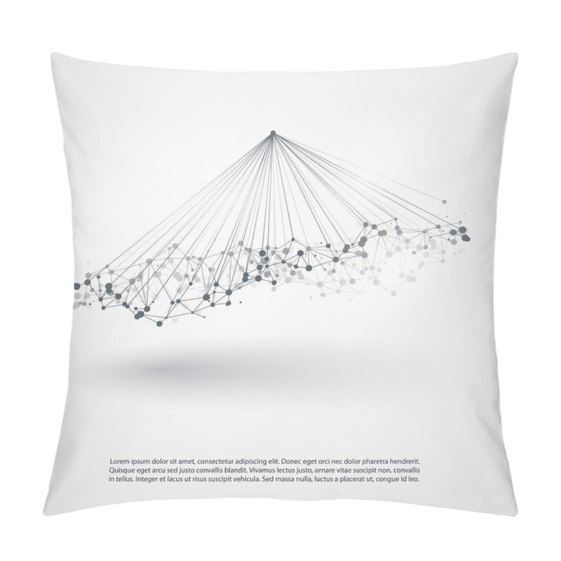 Personality  Abstract Cloud Computing And Global Network Connections Concept Design With Transparent Geometric Mesh, Wireframe Wave  Pillow Covers