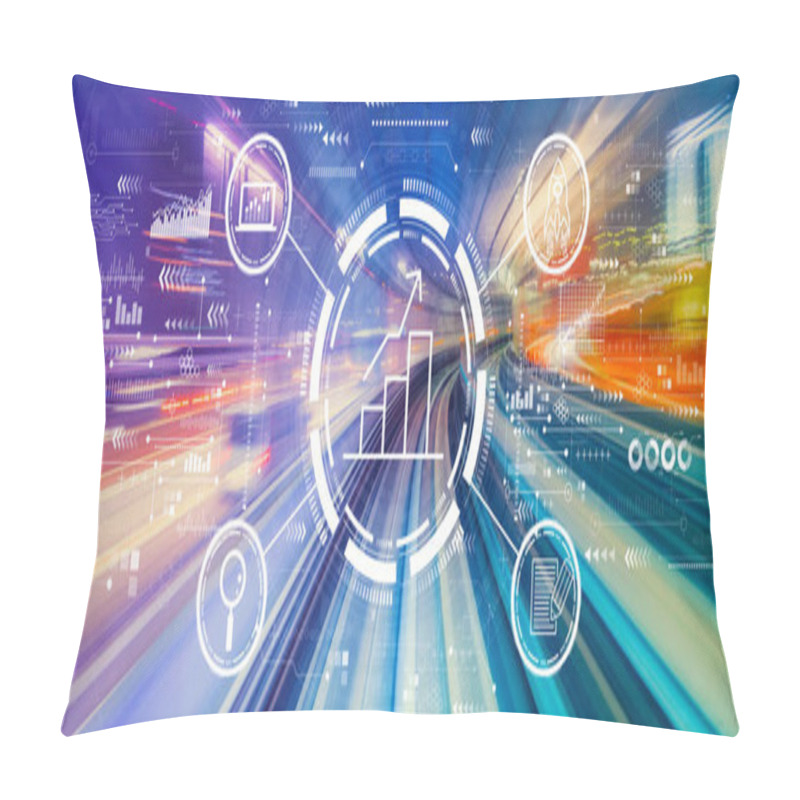 Personality  Business Growth Analysis With High Speed Motion Blur Pillow Covers