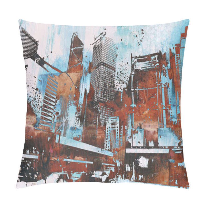 Personality  Skyscraper With Abstract Grunge Pillow Covers