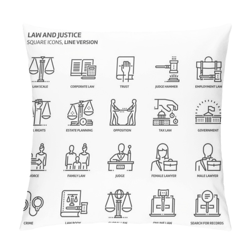 Personality  Law And Justice Icon Set Pillow Covers