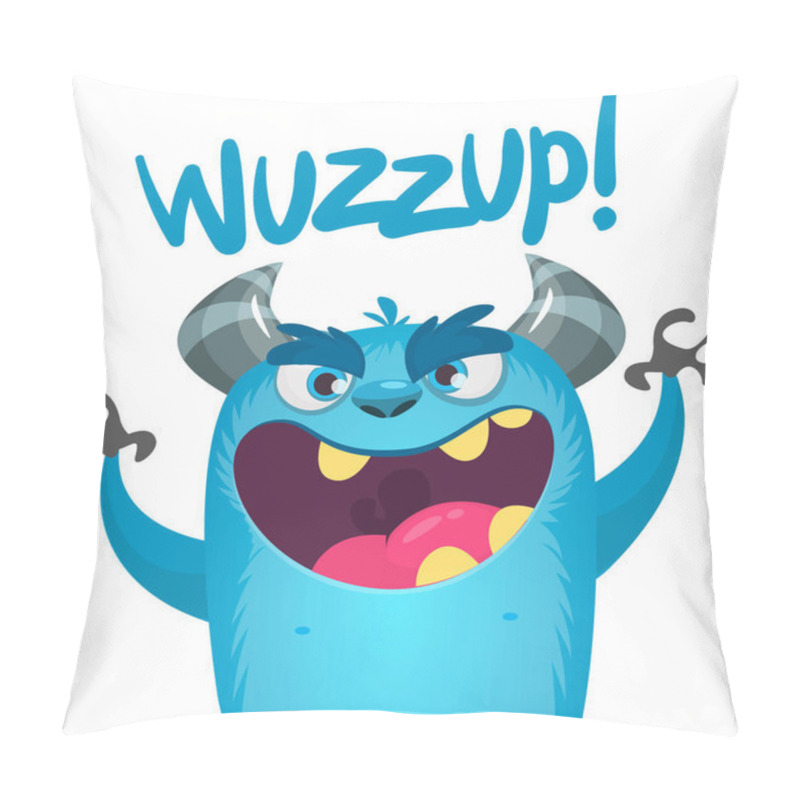 Personality  Funny Cartoon Monster Character. Illustration Of Cute And Happy Alien. Halloween Vector Design Isolated Pillow Covers