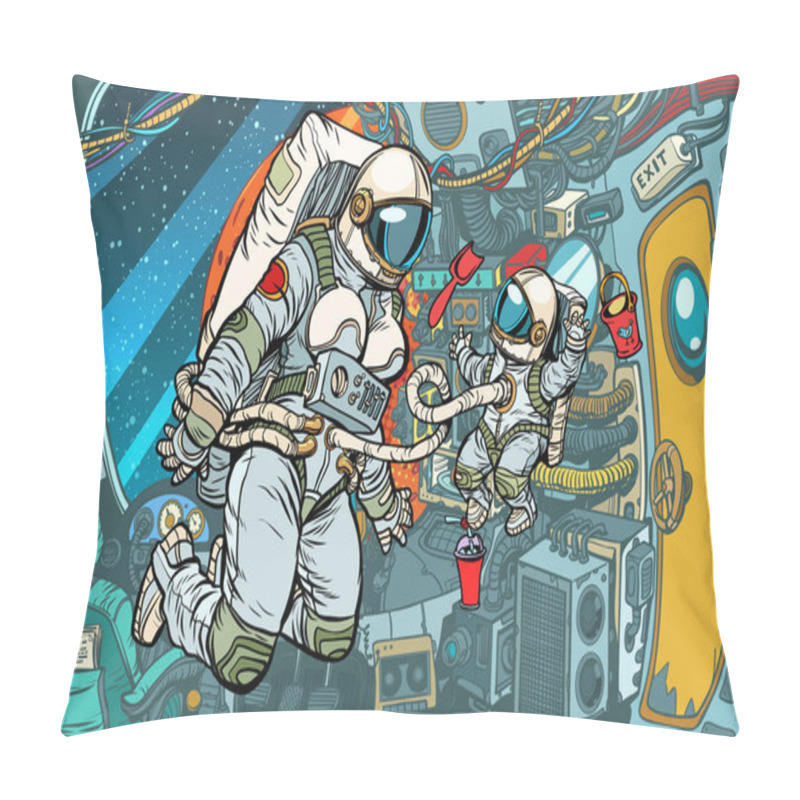 Personality  Mother And Child In A Spaceship Pillow Covers