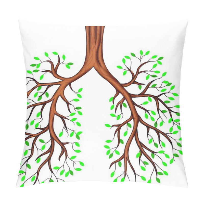 Personality  Tree Lungs Cartoon, On White Background Pillow Covers