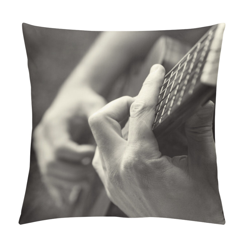 Personality  Playing Acoustic Guitar, Barre Chord Pillow Covers