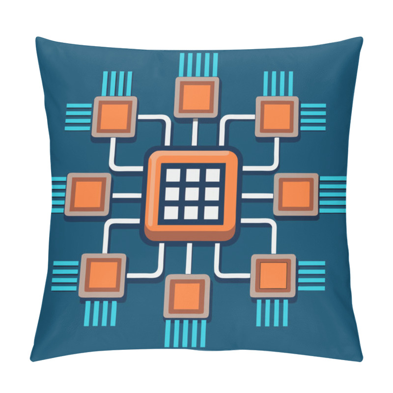 Personality  A Precise And Futuristic Representation Of AI Chipsets Arranged In A Symmetrical Grid. This Design Embodies The Structure, Connectivity, And Computational Power Driving Artificial Intelligence And Advanced Technology. Pillow Covers