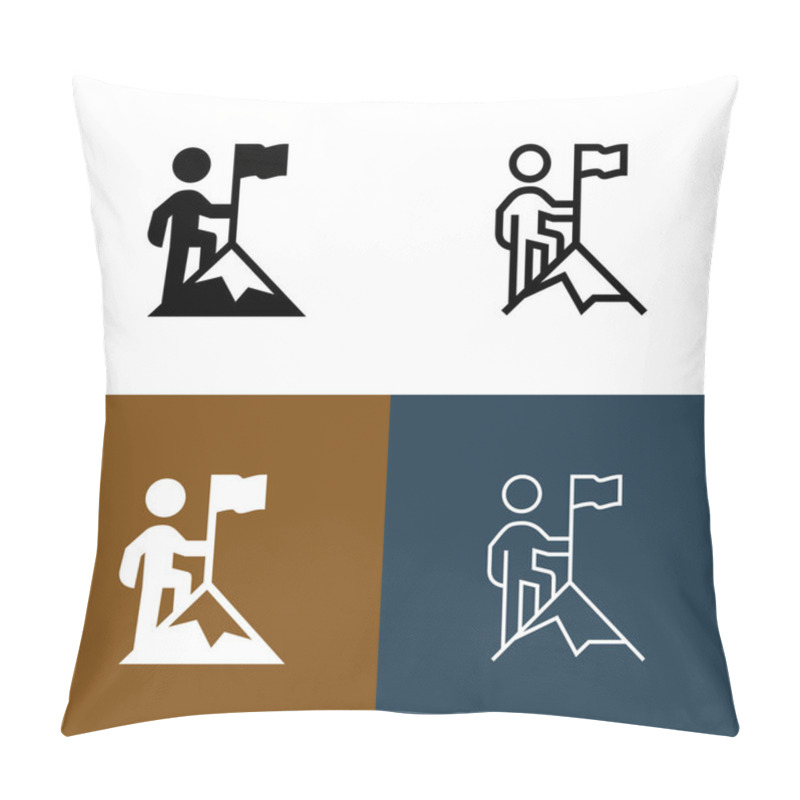 Personality  Mountaintop Icon Set, Vector Illustration Pillow Covers