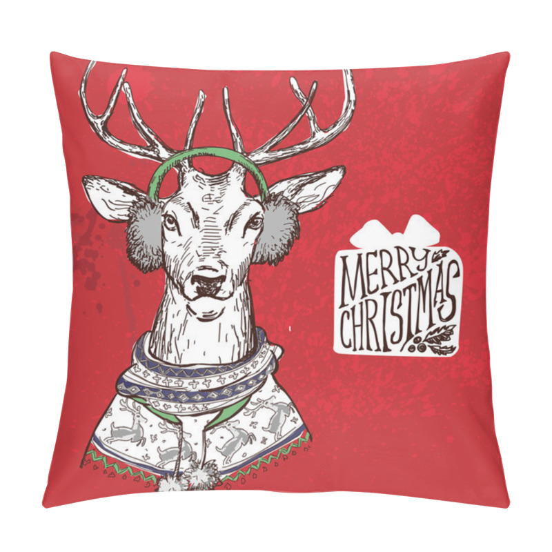 Personality  Deer Hipster In Jacquard Sweater Pillow Covers