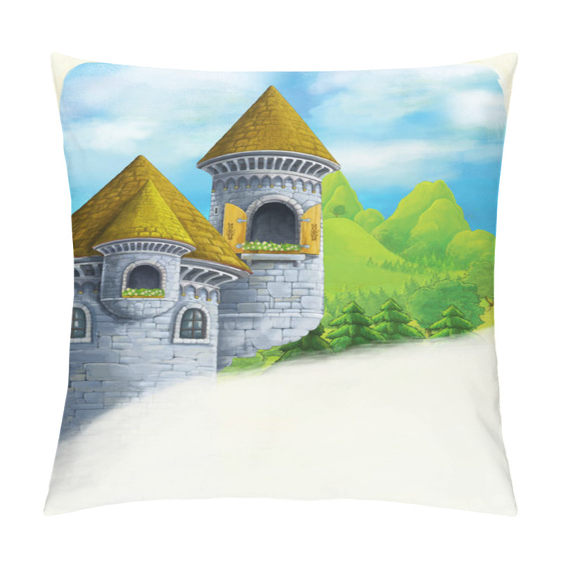 Personality  Cartoon Scene With Castle Towers Pillow Covers