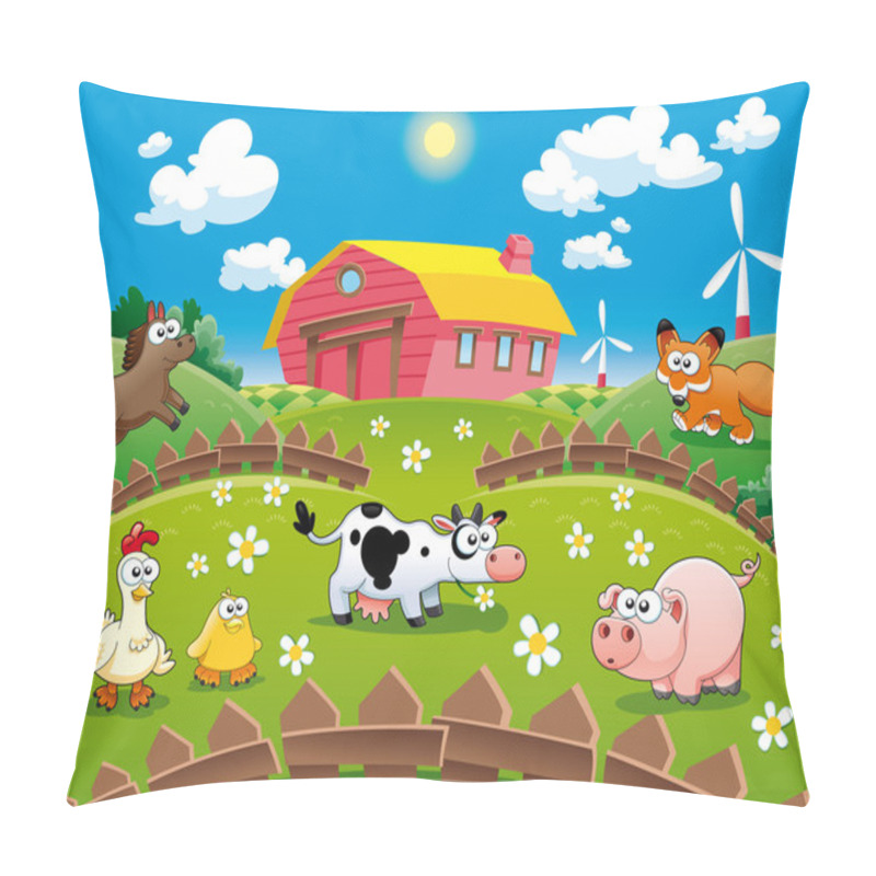 Personality  Farm Illustration. Pillow Covers