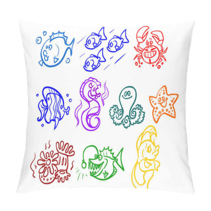 Personality  The Illustration Of Cartoon Sea Animals. Pillow Covers