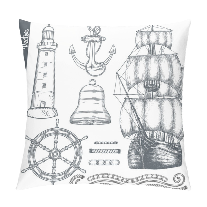 Personality  Hand Drawn Nautical Illustrations. Pillow Covers