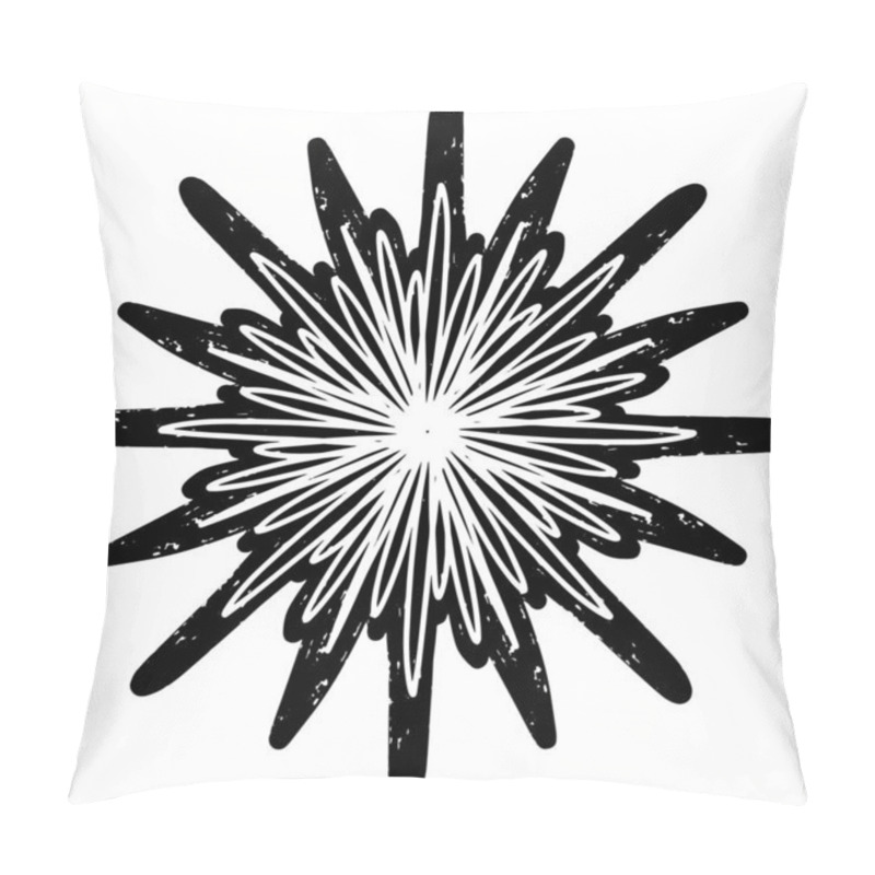 Personality  Abstract Black Spiral Design With Grunge Linocut Style Texture. Radial Symmetry Creates A Hypnotic And Dynamic Visual Effect. Ideal For Backgrounds, Prints Or Modern Art Projects. Pillow Covers