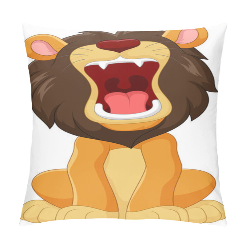 Personality  Cartoon Happy Lion Roaring Isolated On White Background Pillow Covers