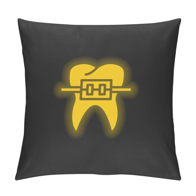 Personality  Braces Yellow Glowing Neon Icon Pillow Covers