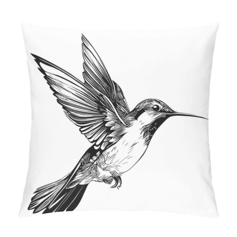 Personality  Hummingbird Bird Flying ,hand Drawn Sketch In Doodle Style Illustration Pillow Covers