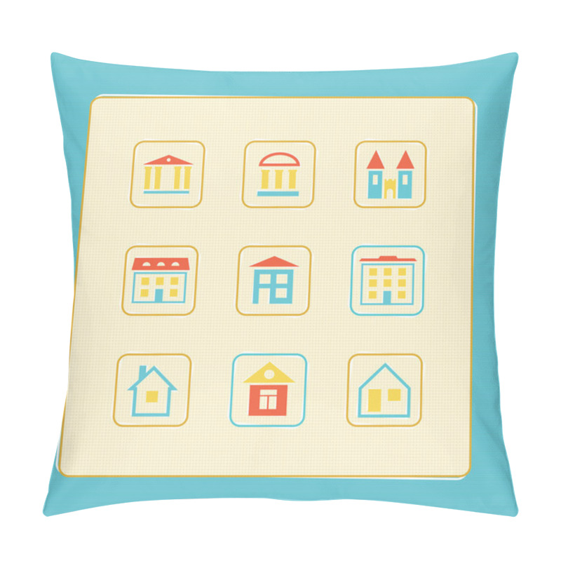 Personality  Set Of Icons Of Houses. A Vector Illustration. Pillow Covers