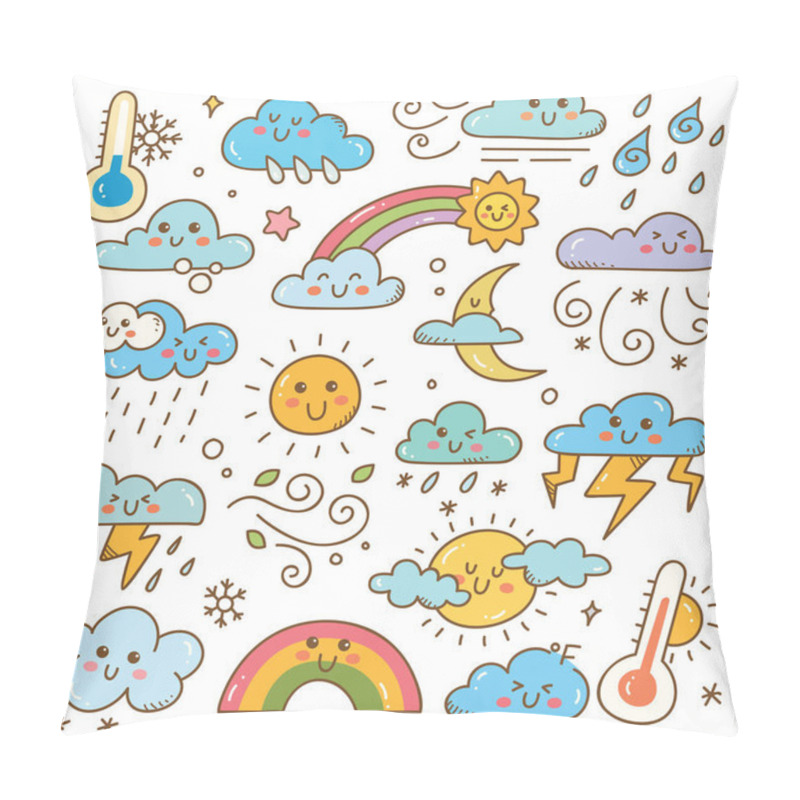 Personality  Weather Icons Set. Vector Illustration Pillow Covers