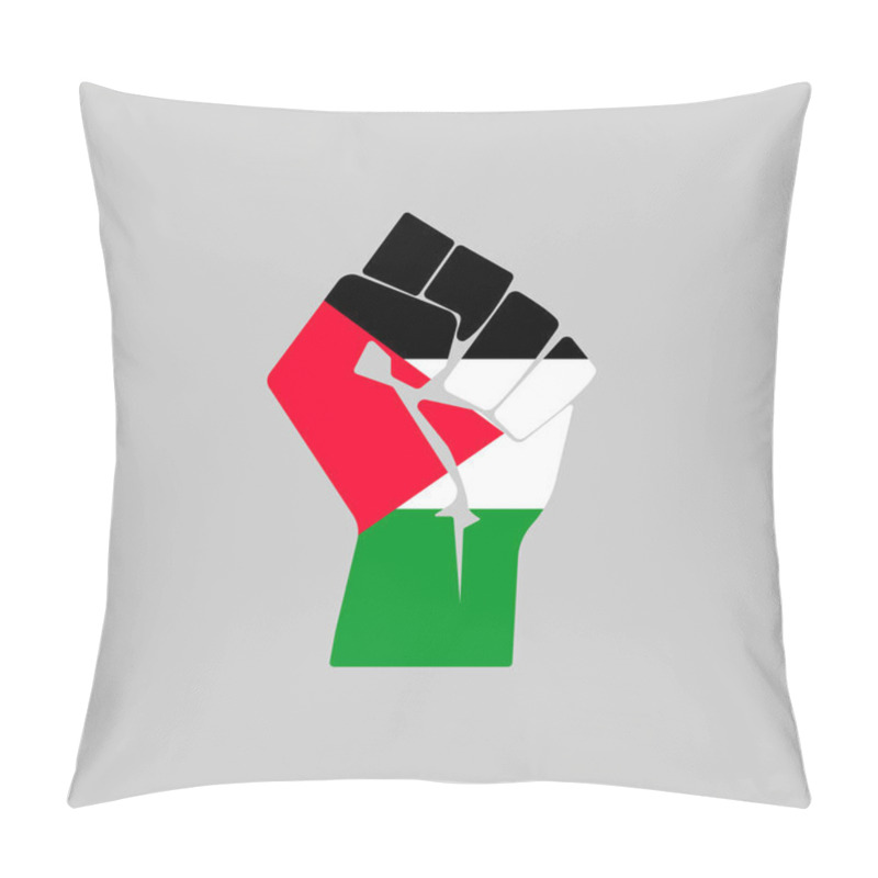 Personality  Fist Palestine Flag In Raised Hand Icon Isolated On Background. Fist Symbol Modern, Simple, Vector, Icon For Website Design, Mobile App, Ui. Vector Illustration Pillow Covers