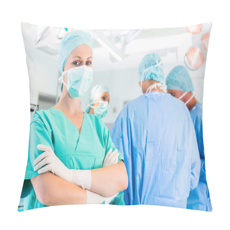 Personality  Hospital - Surgery Team In The Operating Room Or Op Of A Clinic Operating On A Patient In Emergency Pillow Covers