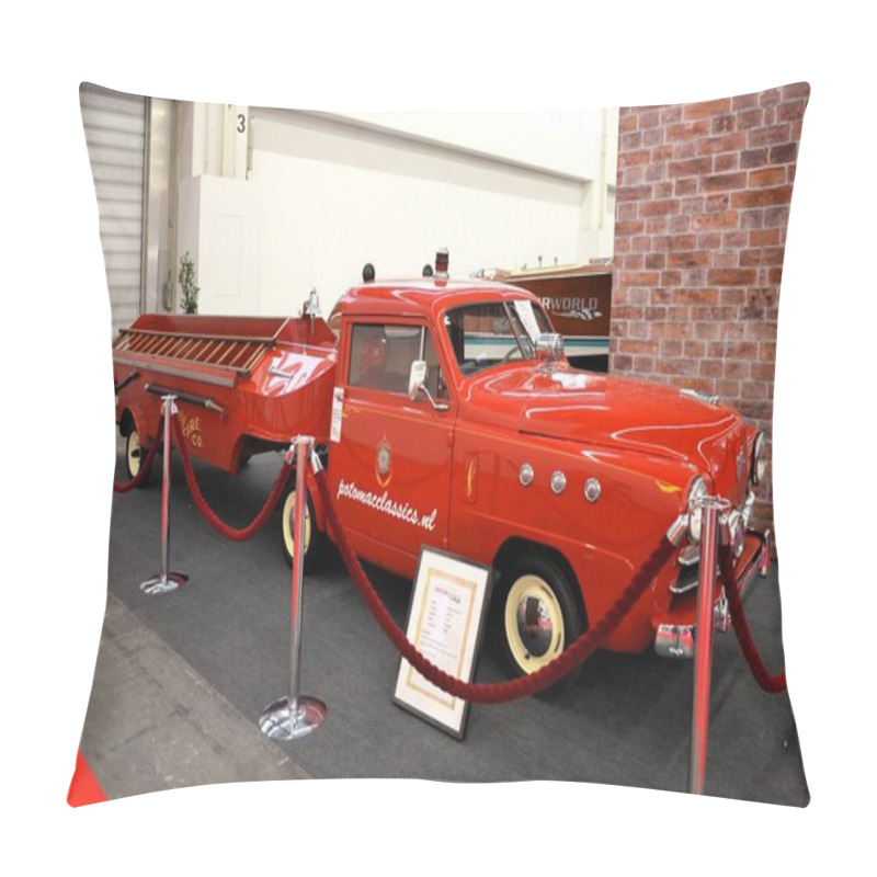 Personality  Frankfurt Am Main, Germany 09.21.2019: Tiny Fire Truck Crosley Pillow Covers