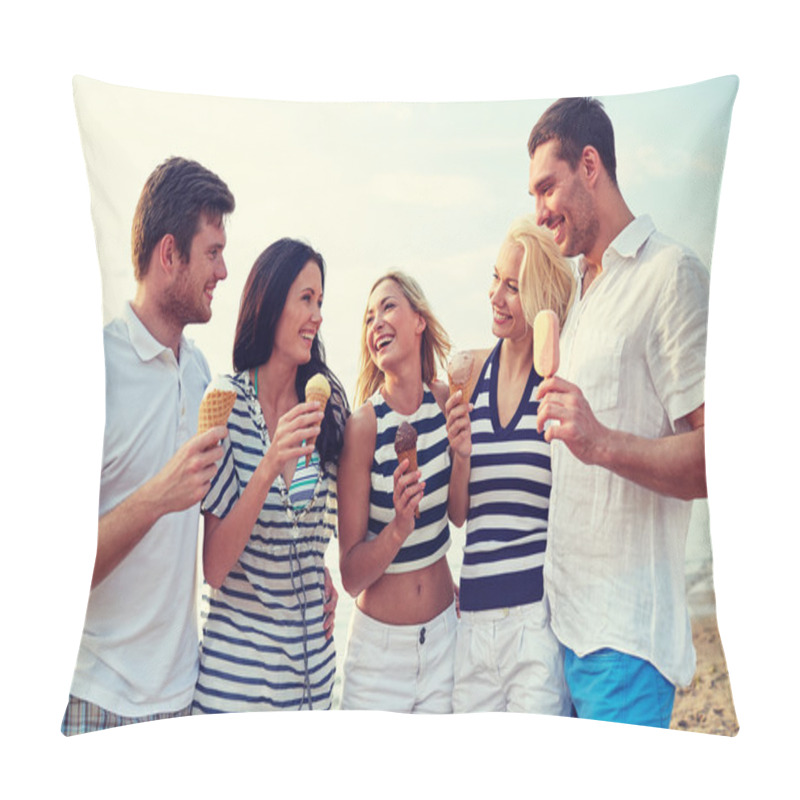 Personality  Friends Eating Ice Cream And Talking On Beach Pillow Covers