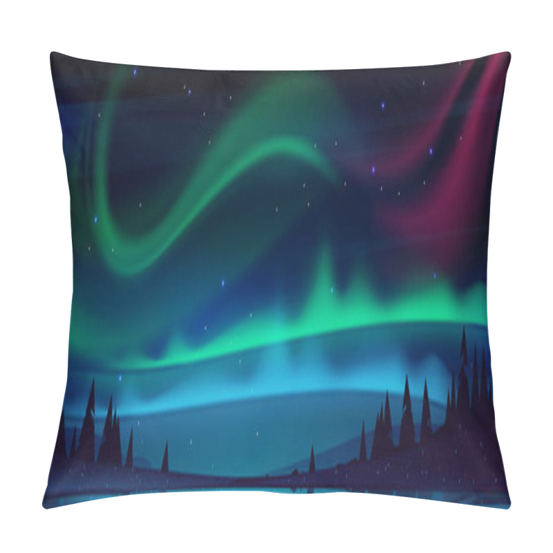 Personality  Arctic Aurora Borealis Over Night Lake In Sky Pillow Covers