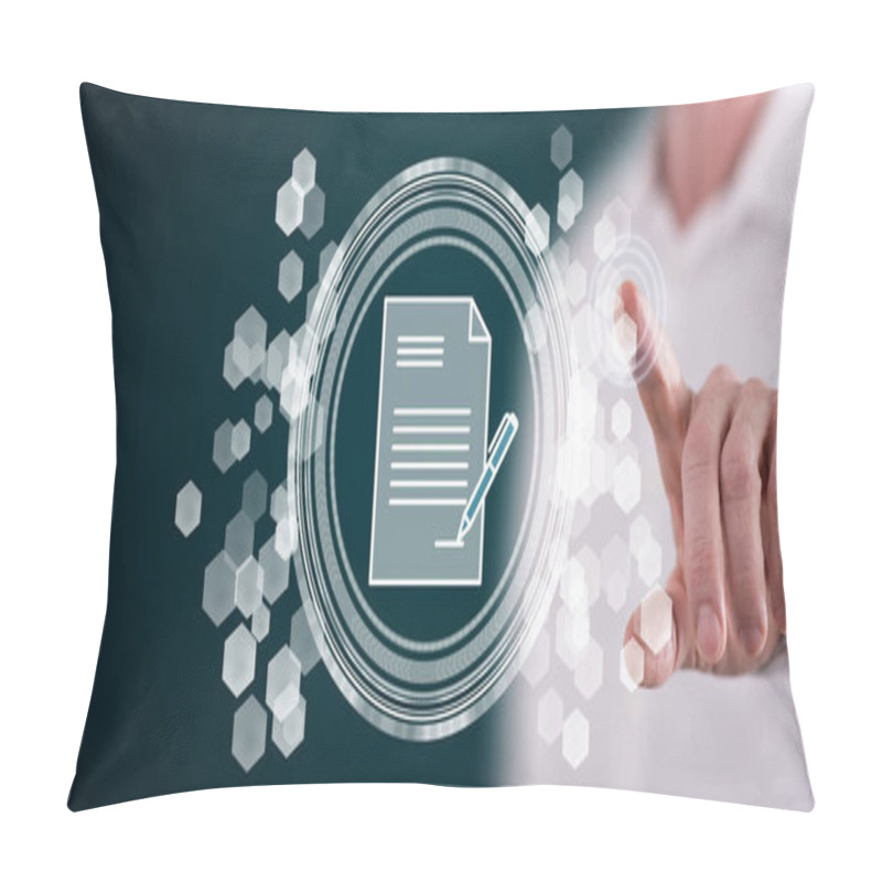 Personality  Man Touching A Smart Contract Concept Pillow Covers