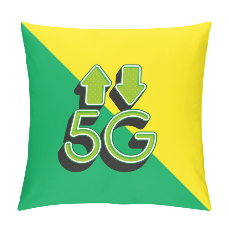 Personality  5g Green And Yellow Modern 3d Vector Icon Logo Pillow Covers