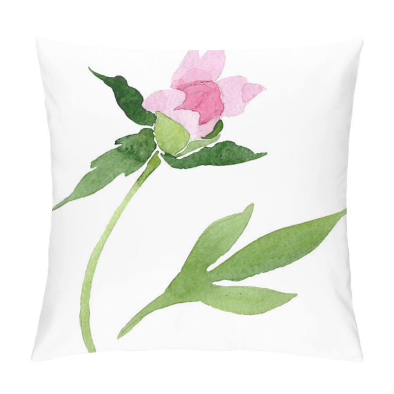 Personality  Beautiful Pink Peony Flower Isolated On White Background. Watercolour Drawing Fashion Aquarelle. Isolated Peony Flower Illustration Element. Pillow Covers