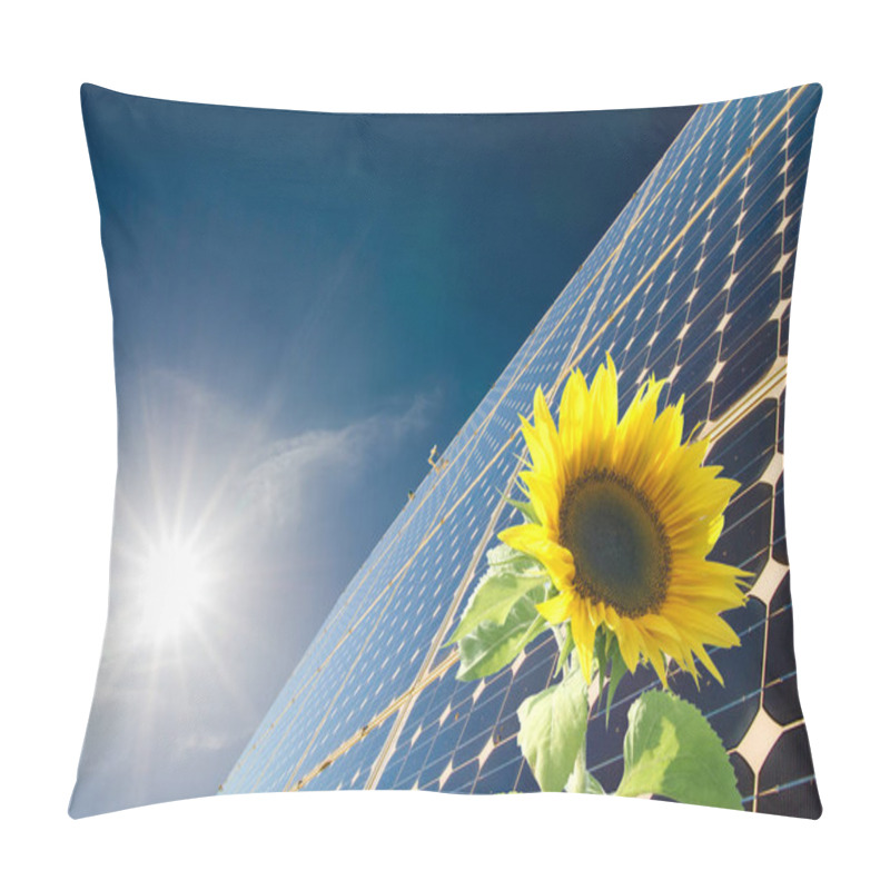 Personality  Solar Energy Power Plant With Blue Sky Pillow Covers