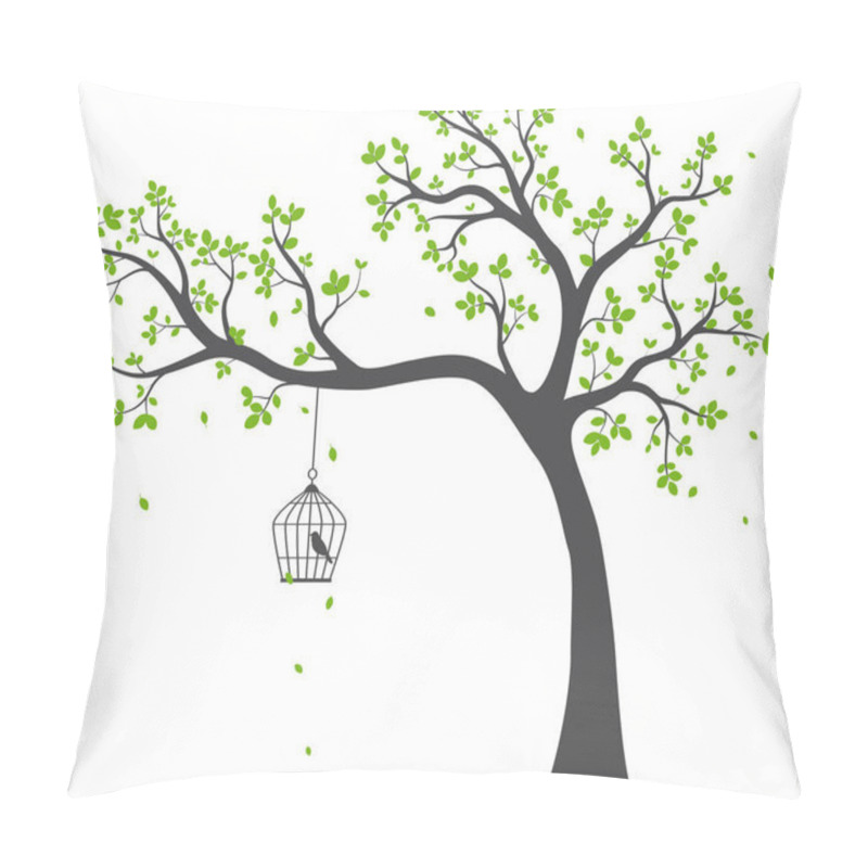 Personality  Vector Illustration Of Beautiful Tree Branch With Birds And Flower Silhouette Background For Wallpaper Sticker Pillow Covers