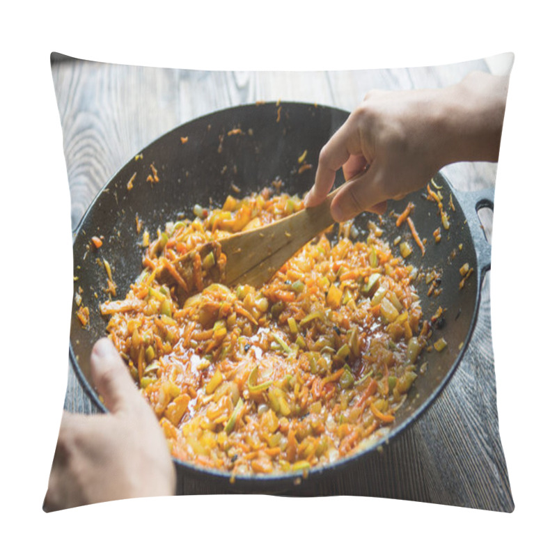 Personality  Cooking Chongqing Vegetables In Wok At Home Pillow Covers