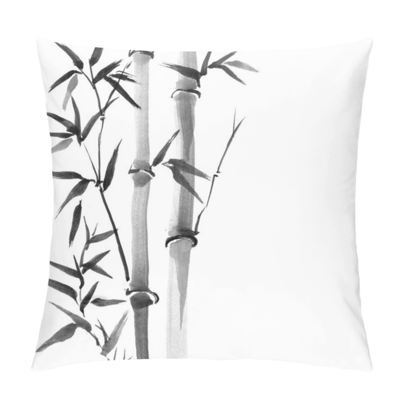 Personality  Bamboo Trees Hand Drawn With Ink In Japanese Painting Style Sumi-e. Pillow Covers