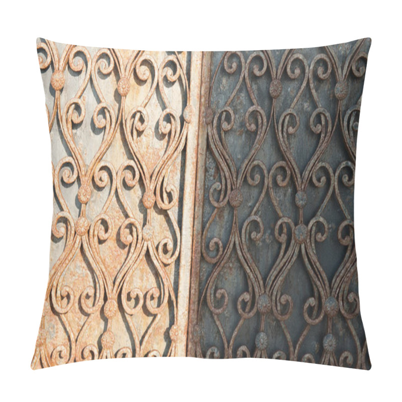 Personality  Rusty Old Wrought Iron Gates Half-illuminated By The Sun Pillow Covers