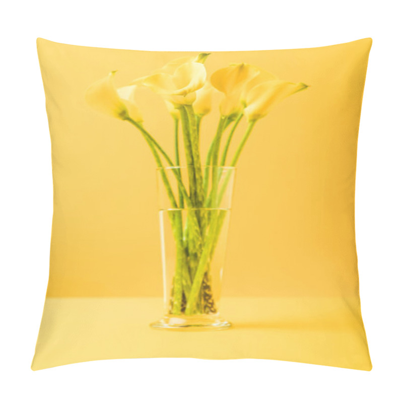 Personality  Close-up View Of Beautiful Yellow Spring Flowers In Vase On Yellow  Pillow Covers