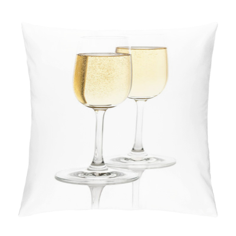 Personality  Two Glasses With Champagne. Isolated On White With Clipping Path. Pillow Covers