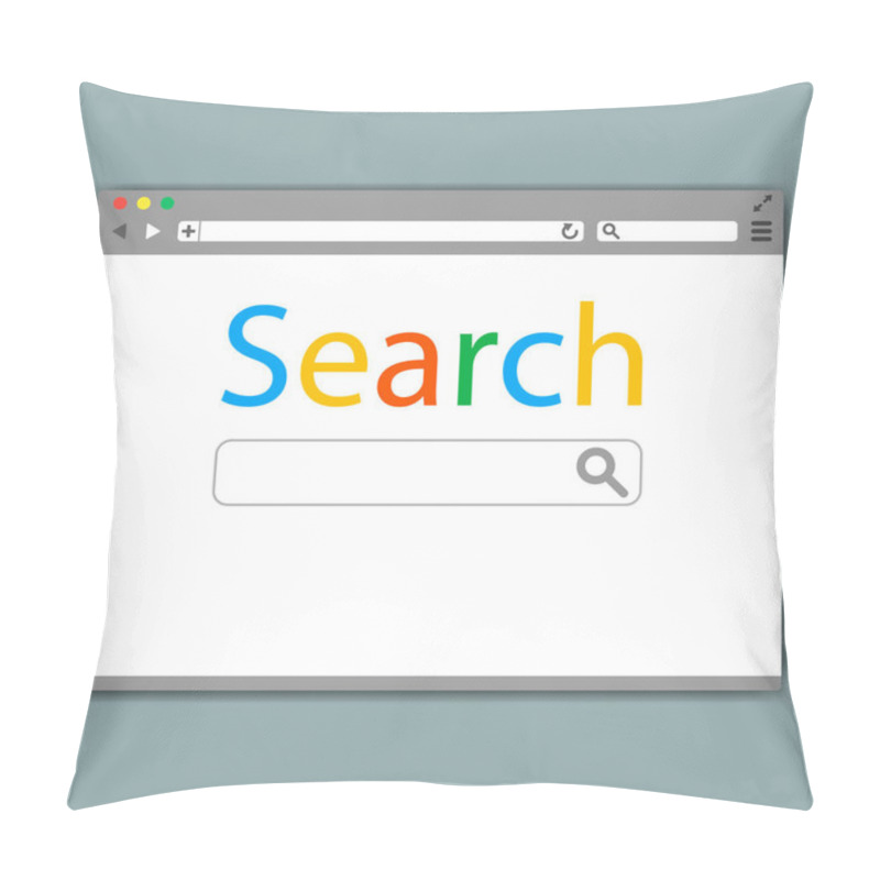 Personality  Simple Browser Window On Gray Background. Browser Search. Flat Vector Stock Illustration Pillow Covers