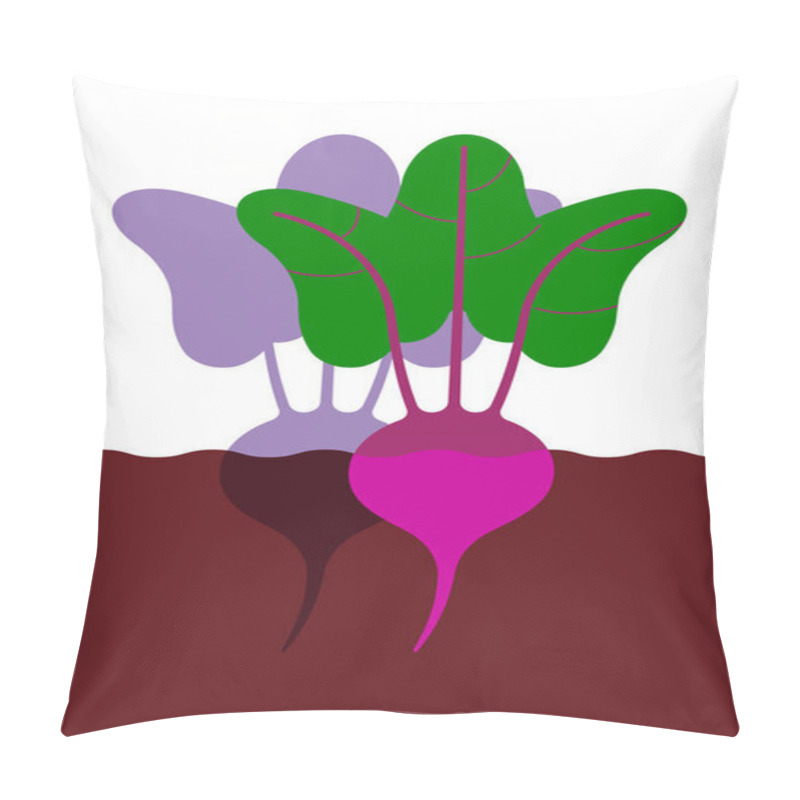 Personality  Beetroot In Ground. Minimal Style Red Beet With Leaves. Minimalistic Beetroot, Side View. Abstract Geometric Vegetable On White Background. Modern Minimalistic Template Design With Gradient. Pillow Covers