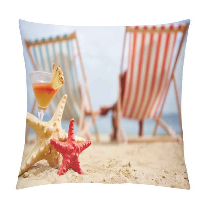 Personality  Sea Stars With Tropical Cocktail On Beach Pillow Covers