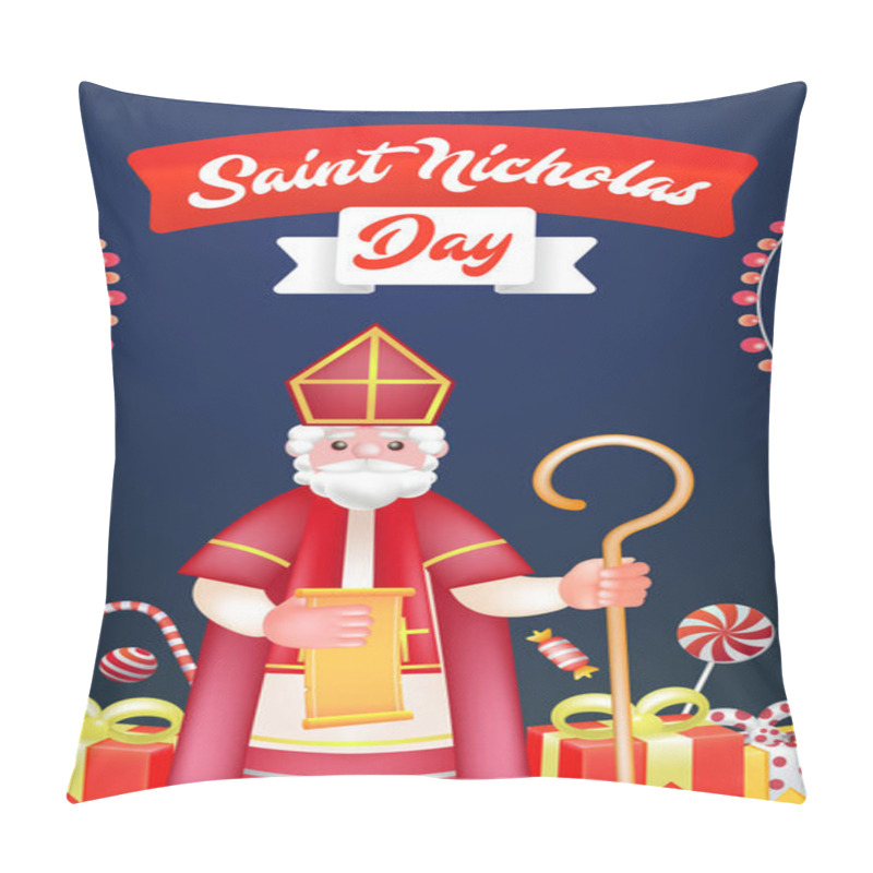 Personality  Saint Nicholas Day, Saint Nicholas Brought Scrolls Of Letters And Gifts Pillow Covers